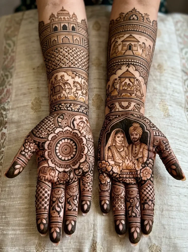 Dulha Dulhan full hand bridal mehndi design