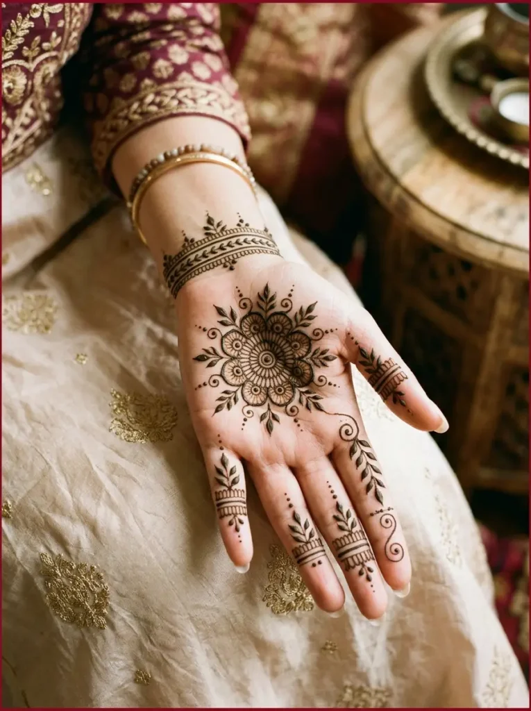 Easy Arabic Mehndi Design for Front Hand
