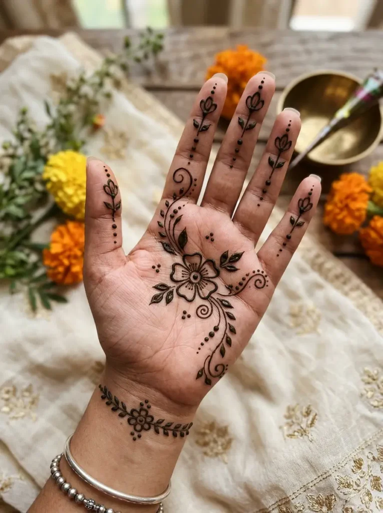Easy Arabic Mehndi Design for Left Hand
