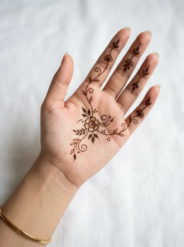 Finger focus Left Hand Beginner Cute Simple Mehndi Designs for Front Hands