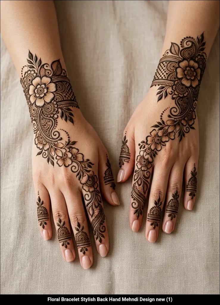Floral Bracelet Stylish Back Hand Mehndi Design new