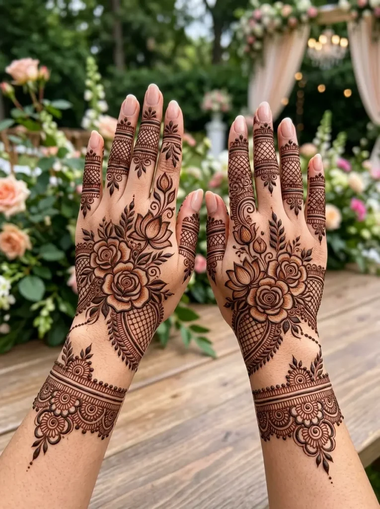 Flower Stylish Back Hand Mehndi Design new