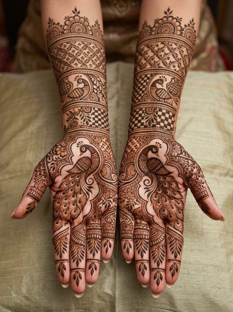 Full Hand Bridal Mehndi Design Peacock
