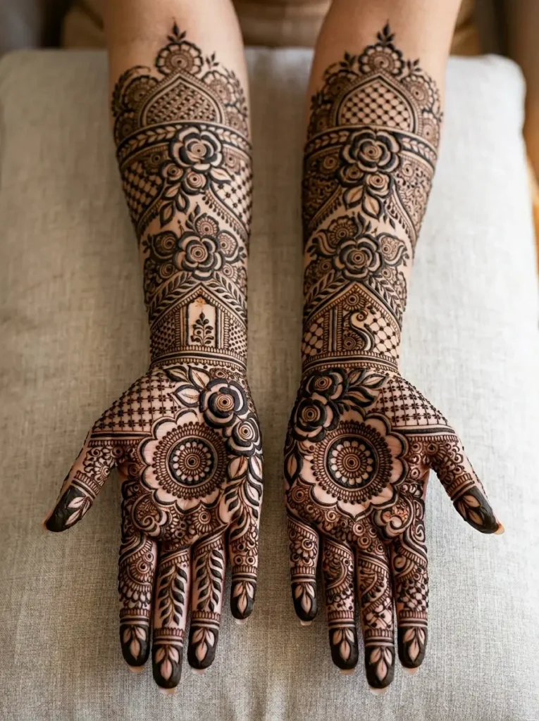 Full hand Arabic bridal mehndi design
