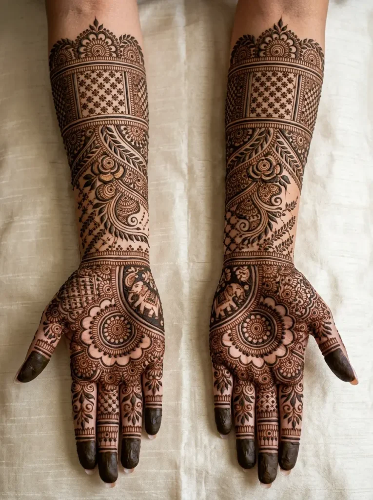Full hand Indo Arabic bridal mehndi design