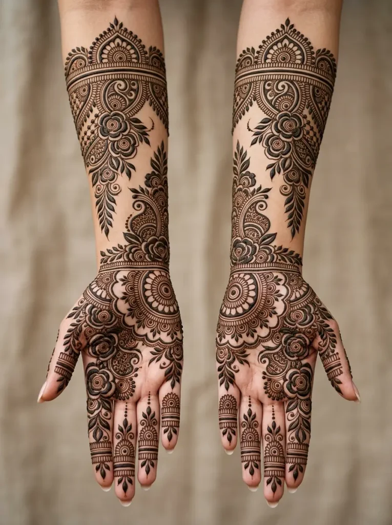 Full hand bridal mehndi design Arabic mehndi