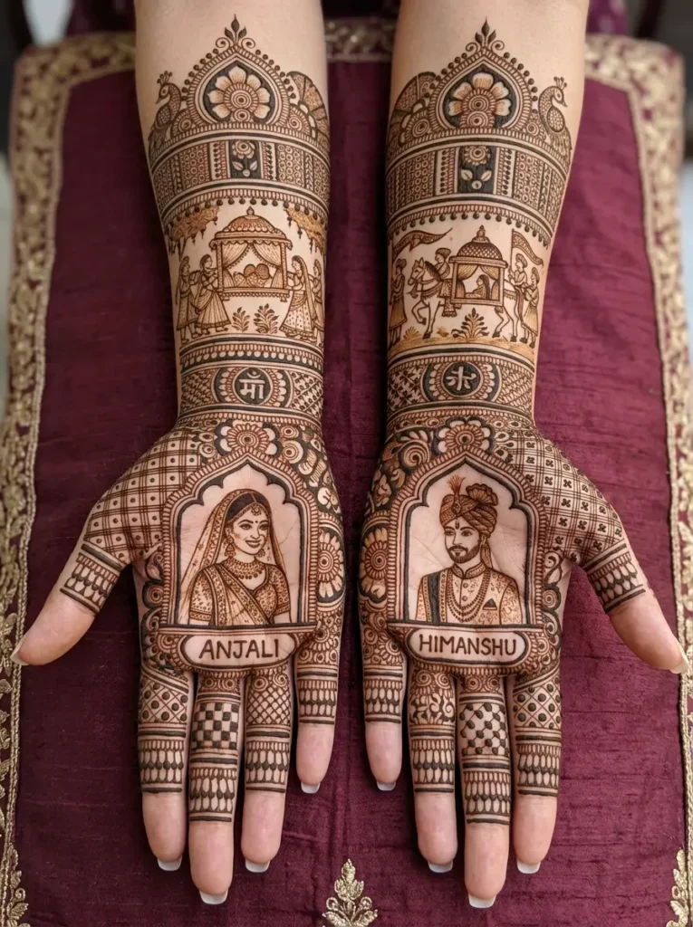 Full hand dulha dulhan bridal mehndi design latest