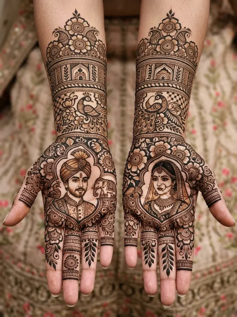 Full hand bridal mehndi design portrait