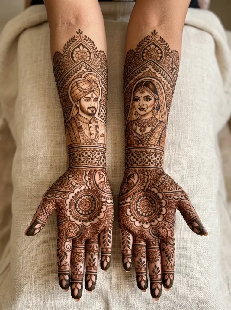 Full hand portrait bridal mehndi design