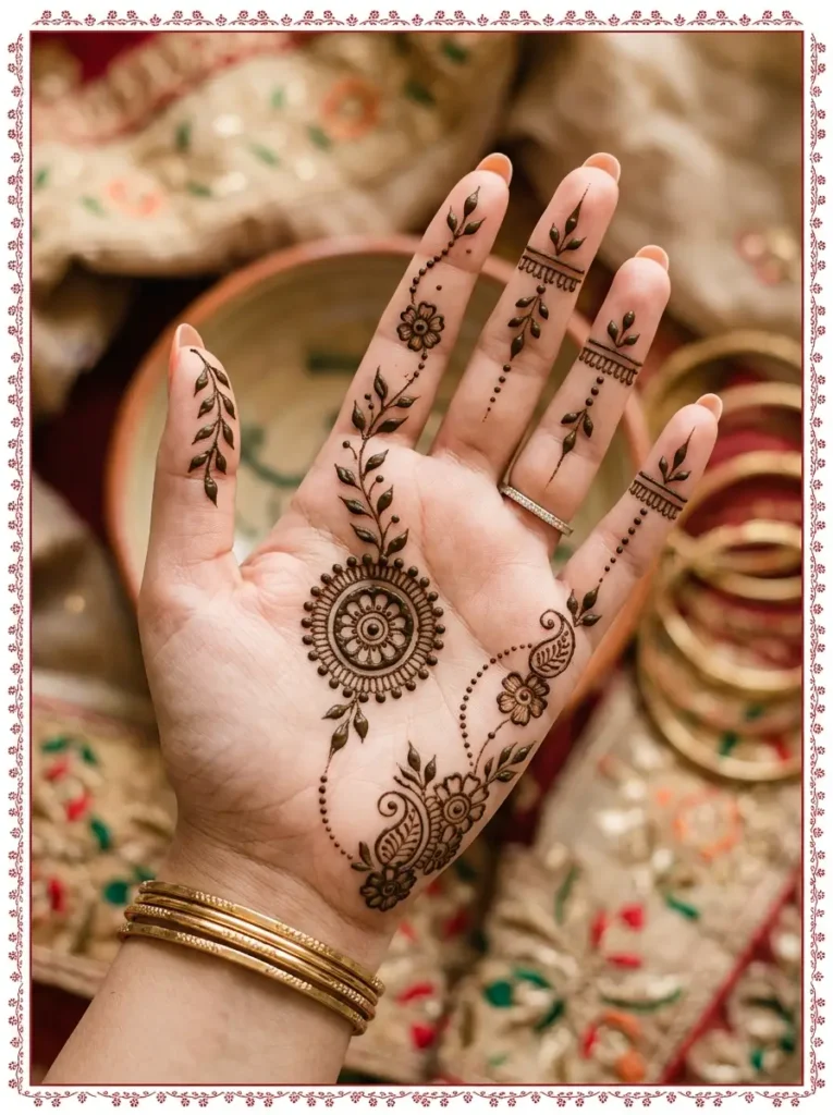 Left Hand Mehndi Design Simple and Easy Front