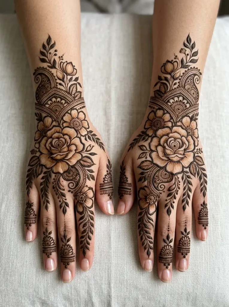 New Flower Stylish Back Hand Mehndi Design