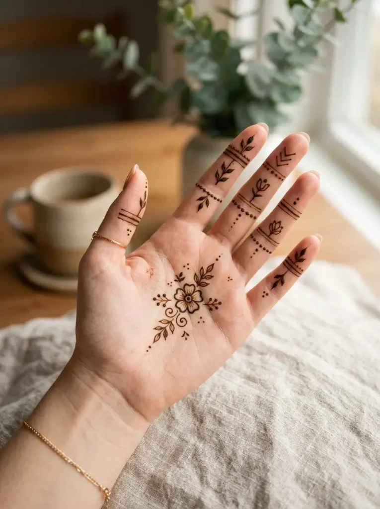 New finger focus Left Hand Beginner Cute Simple Mehndi Designs for Front Hands
