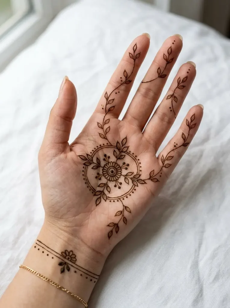 Simple mandala Left Hand Beginner Cute Simple Mehndi Designs for Front Hands