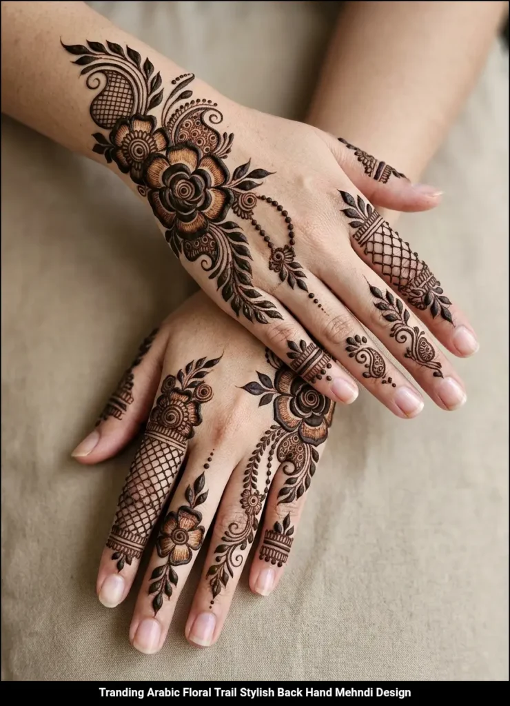 Tranding Arabic Floral Trail Stylish Back Hand Mehndi Design
