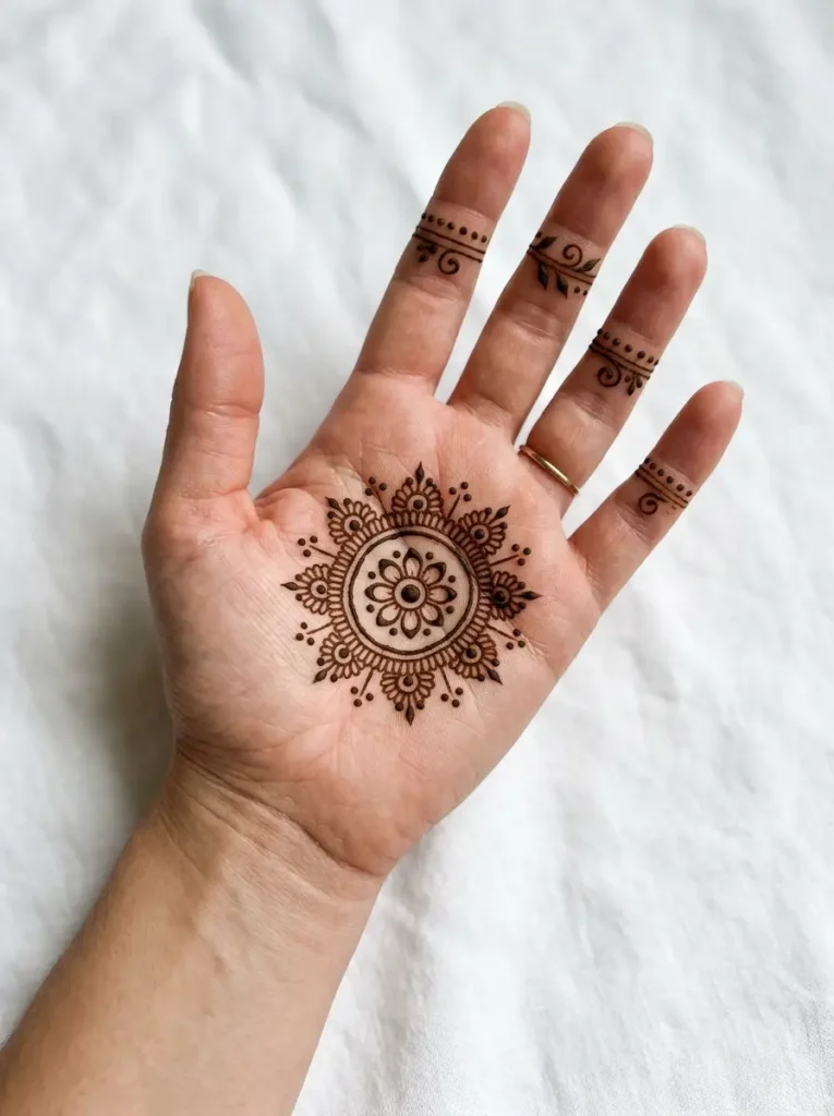 Wine Left Hand Beginner Cute Simple Mehndi Designs for Front Hands