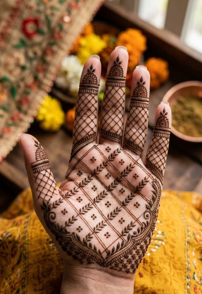 basic easy front hand simple mehndi design