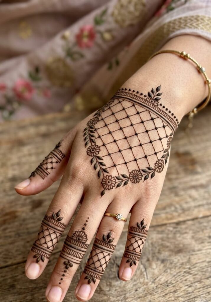 basic easy front hand simple mehndi design back