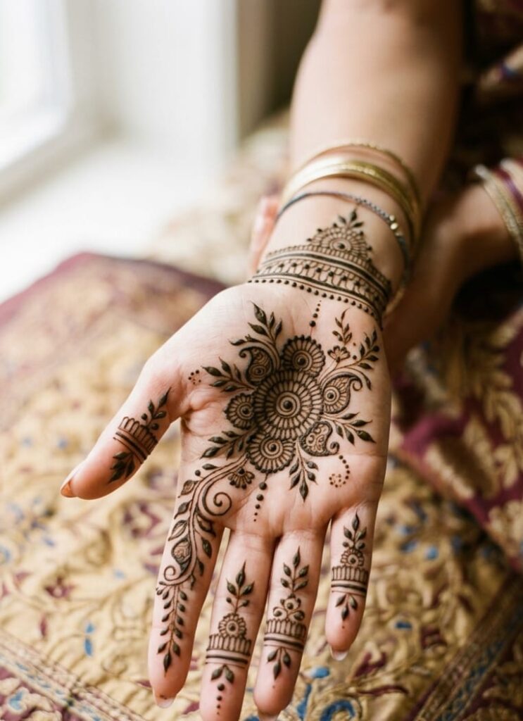 basic easy front hand simple mehndi design for beginners