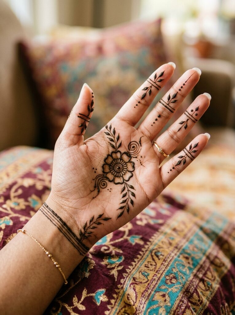 Left Hand Beginner Cute Simple Mehndi Designs for Front Hands