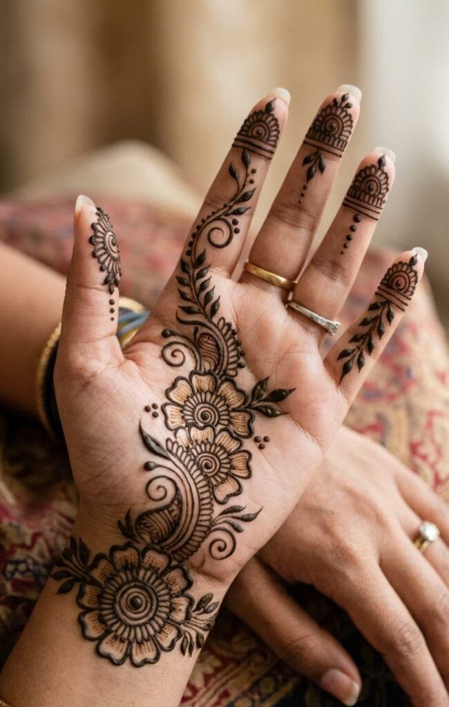 stylish easy front hand simple mehndi design flower