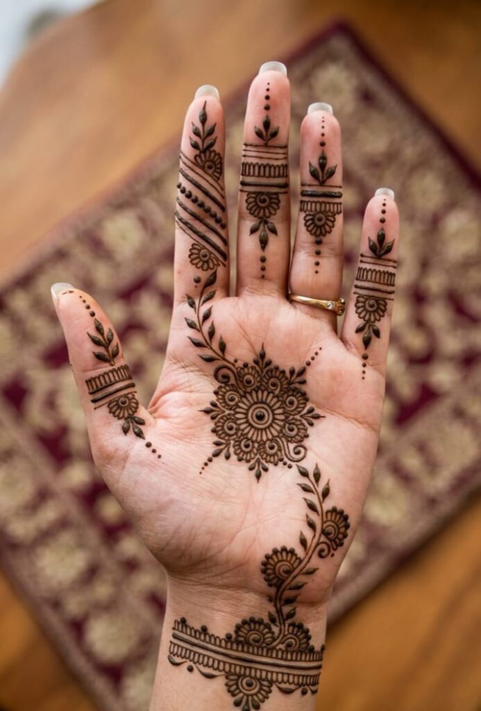 stylish easy front hand simple mehndi design flower