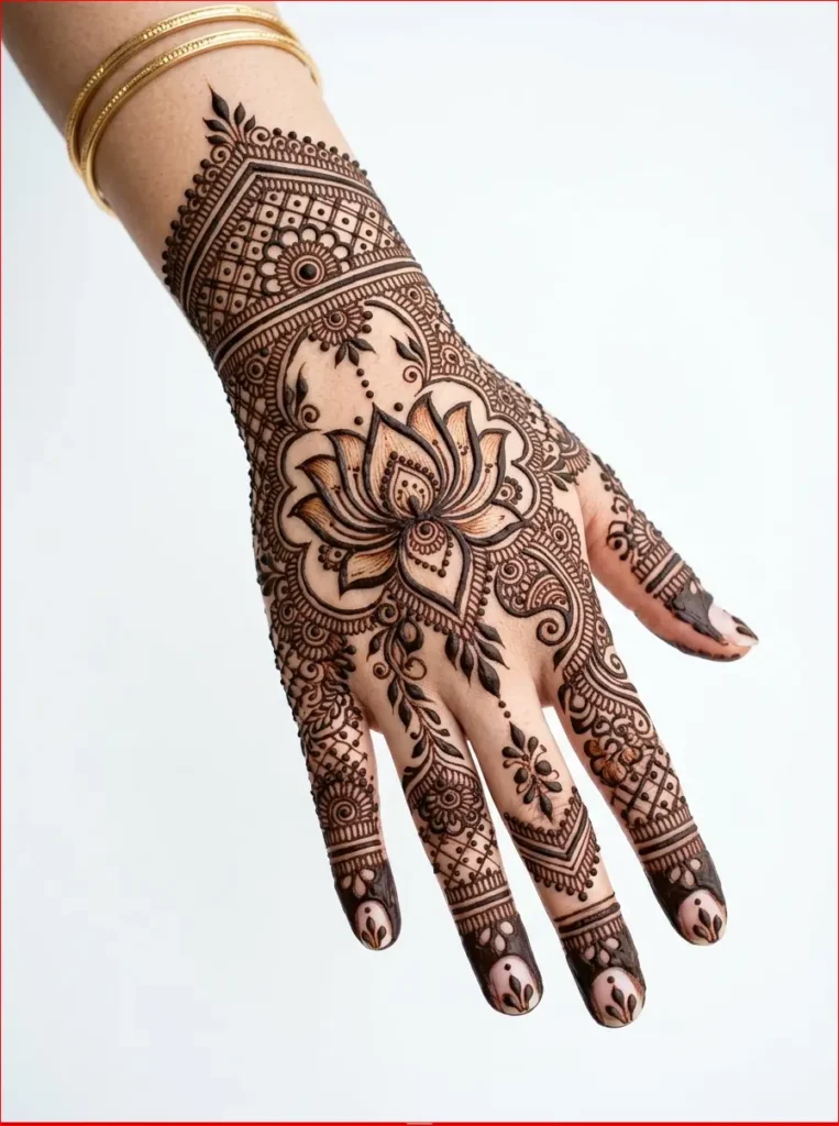 Stylish floral back hand mehndi design with elegant Arabic flower pattern for girls