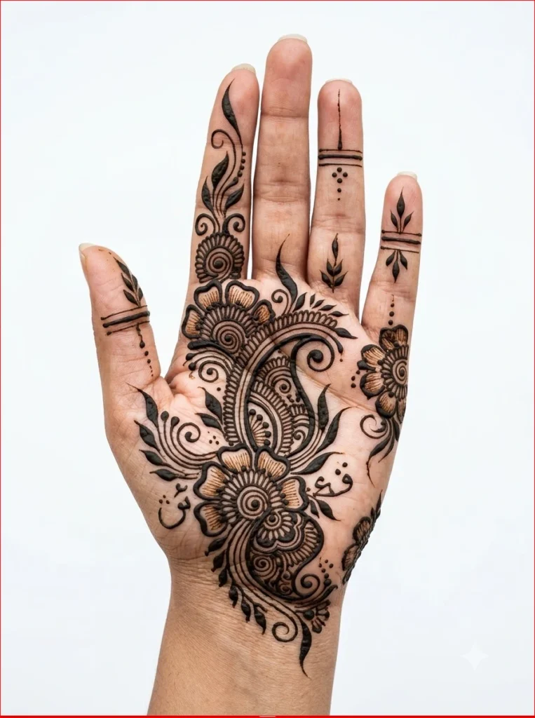 Arabic-Sawan-Mehendi-Design-with-Elegant-Floral-Trail.