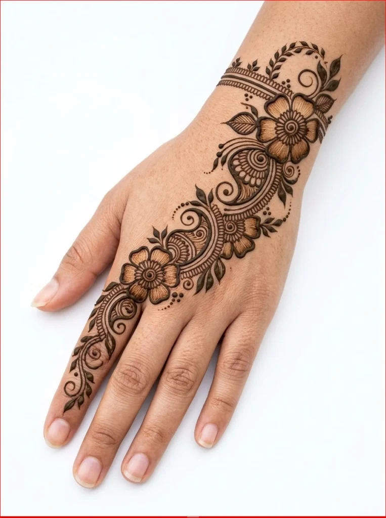 Easy-Arabic-Sawan-Mehendi-Design-with-Floral-Patterns