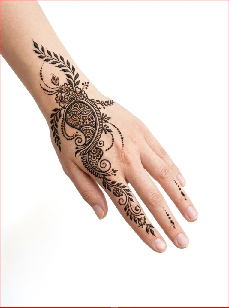 Floral-Arabic-mehendi-on-a-front-hand-with-deep-henna-color.