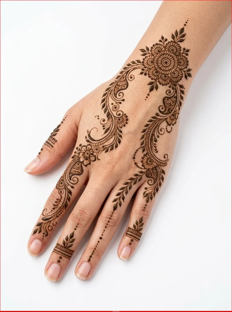 Minimal-Arabic-henna-artwork-with-delicate-floral-details.