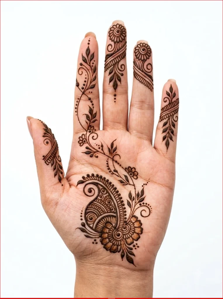 Minimal-Sawan-mehendi-design-with-floral-Arabic-patterns.