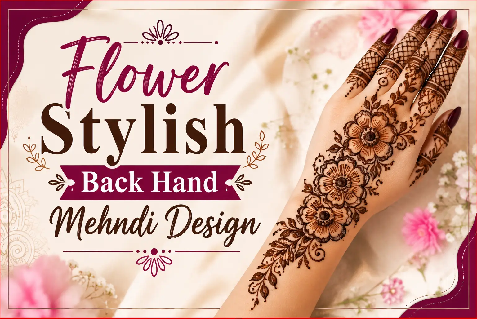 Flower Stylish Back Hand Mehndi Design