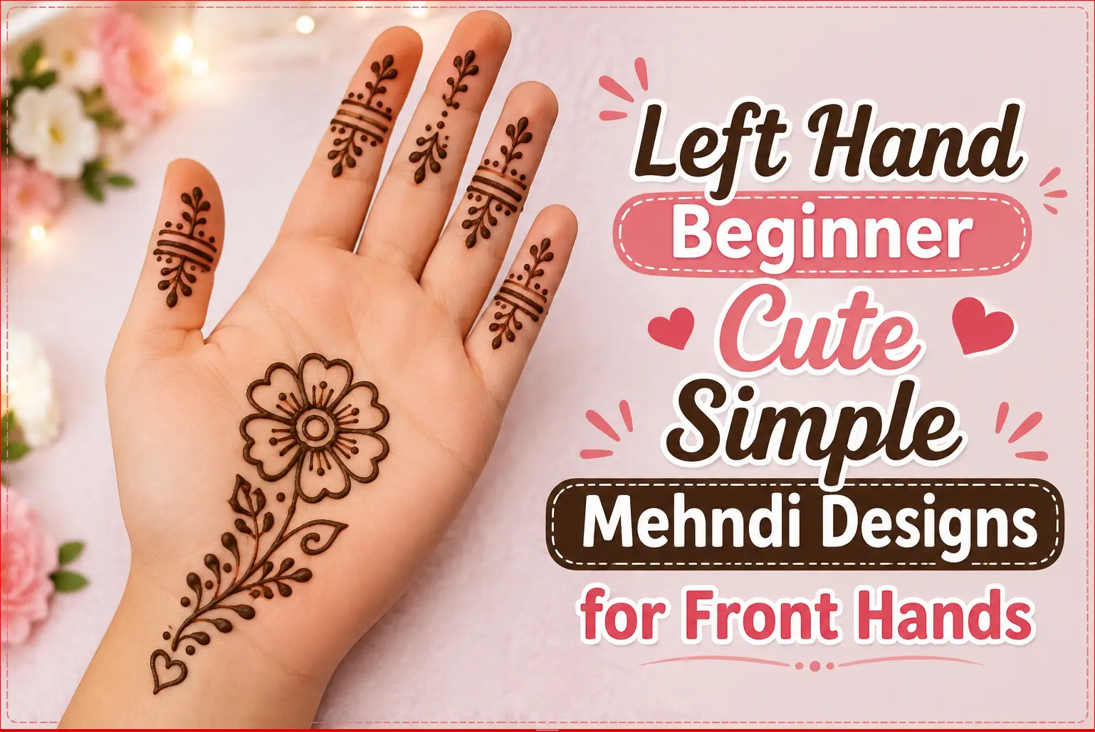 Left Hand Beginner Cute Simple Mehndi Designs for Front Hands